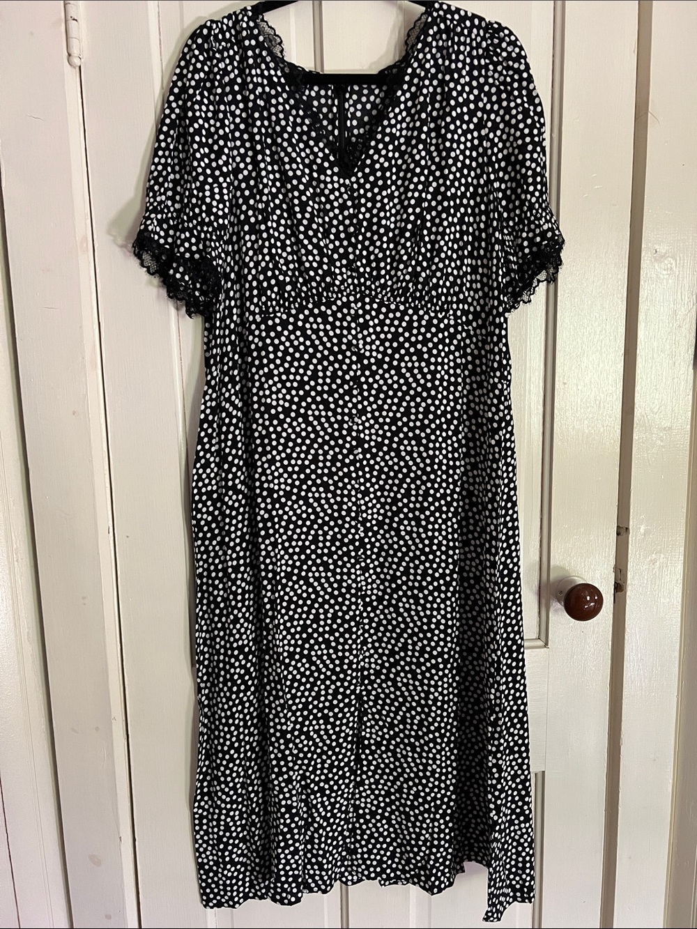 Talbots Black and White Polka Dot Midi Dress
